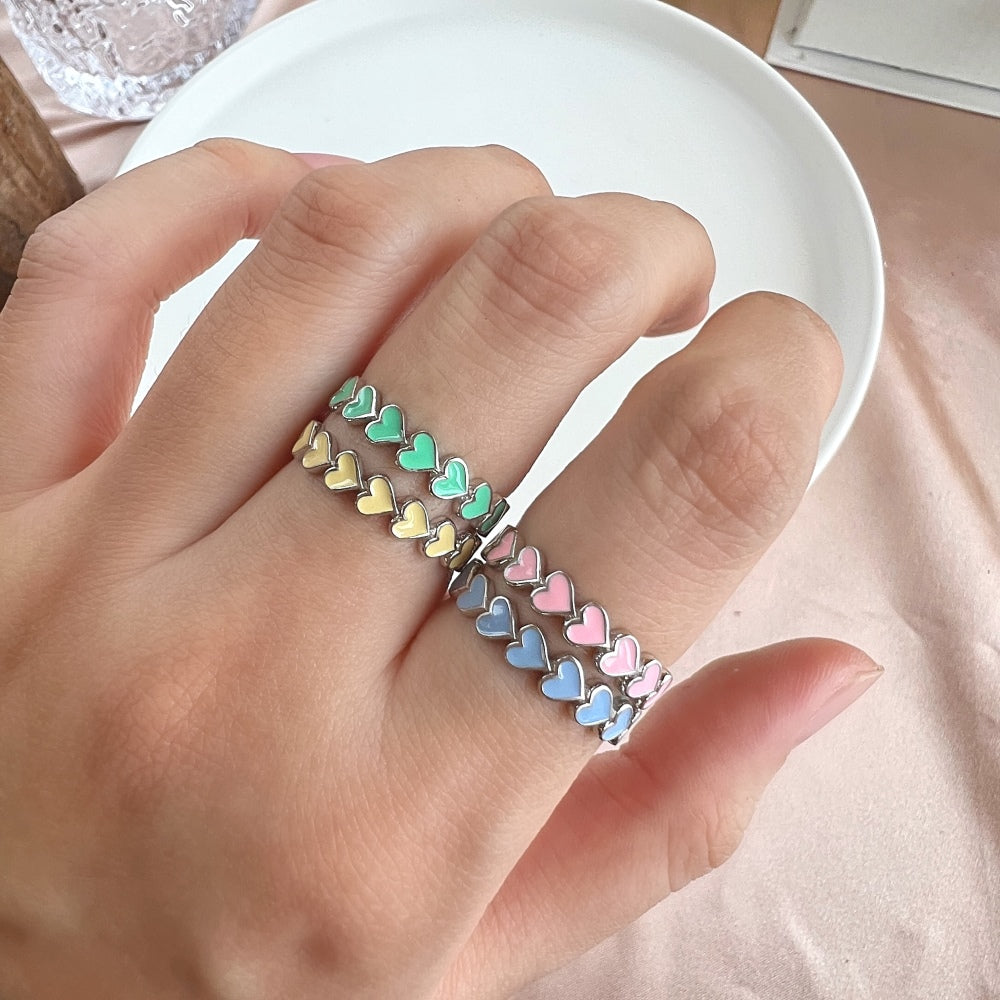 Silver Layered Heart Eternity Ring