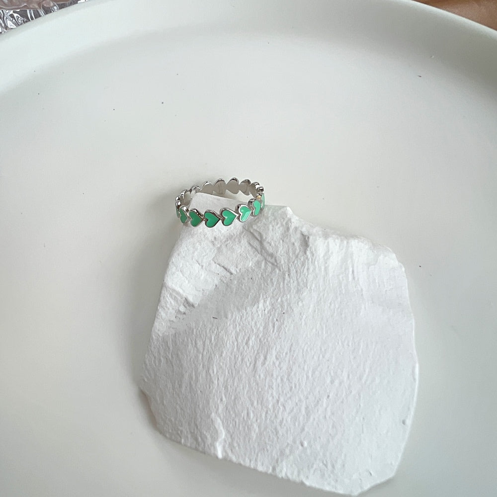 Silver Layered Heart Eternity Ring