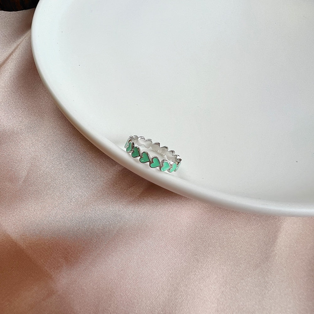 Silver Layered Heart Eternity Ring