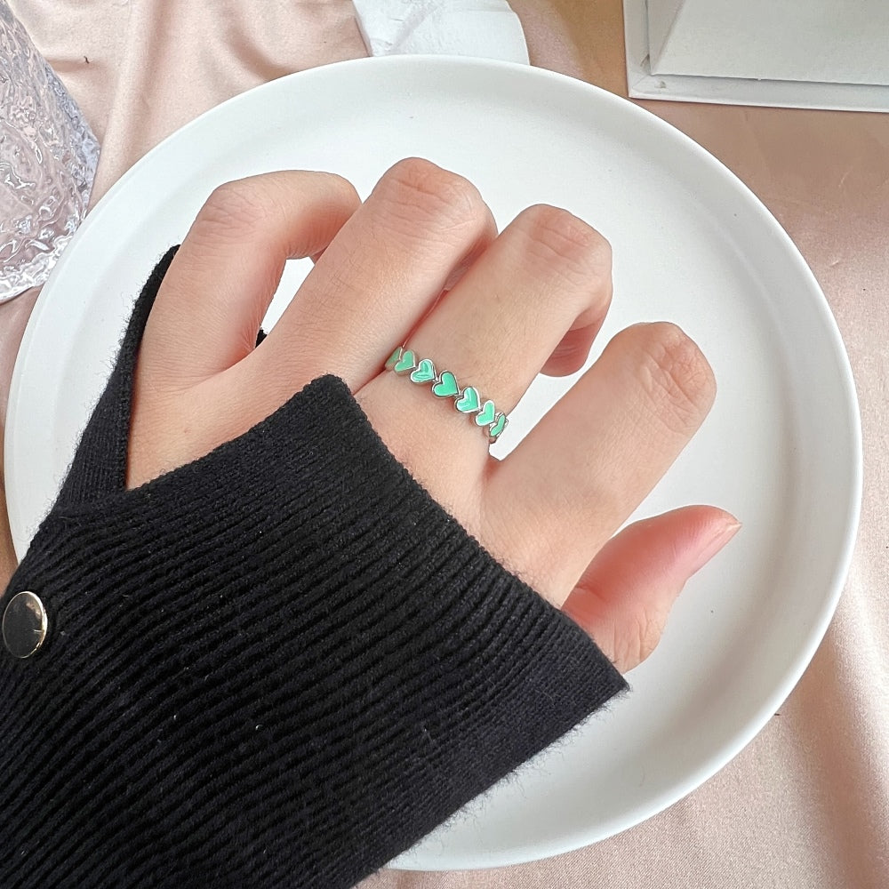 Silver Layered Heart Eternity Ring