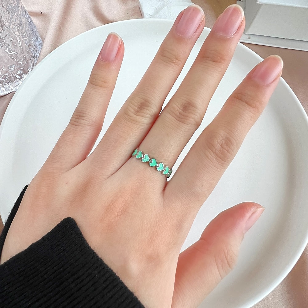 Silver Layered Heart Eternity Ring