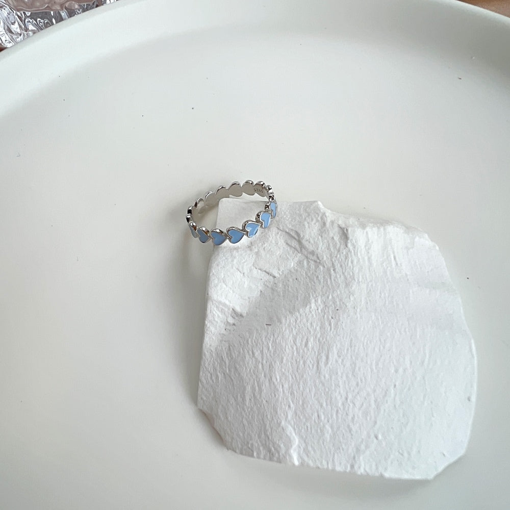 Silver Layered Heart Eternity Ring