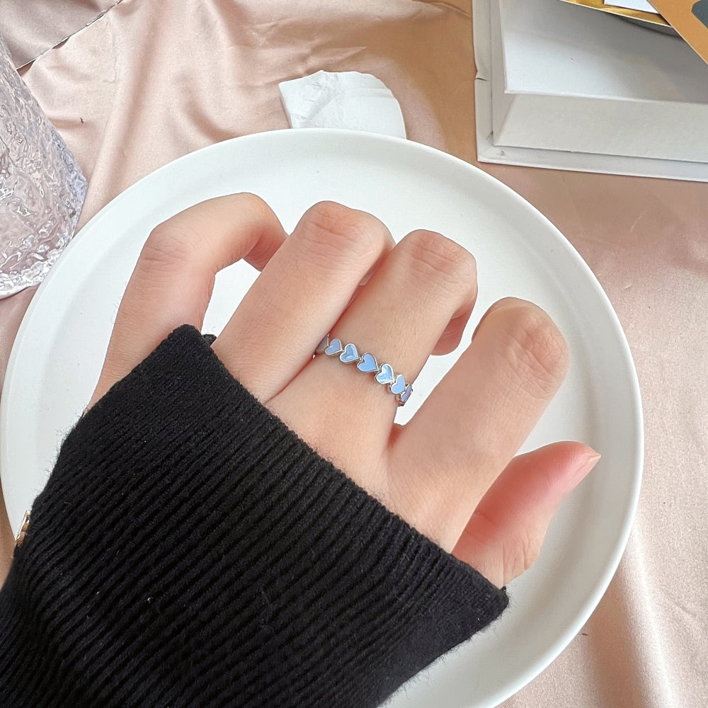 Silver Layered Heart Eternity Ring