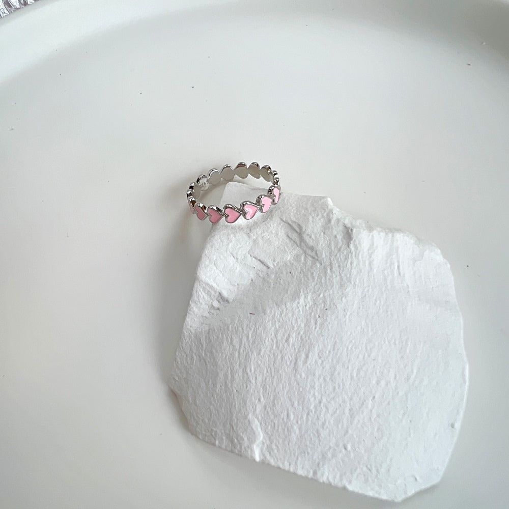 Silver Layered Heart Eternity Ring