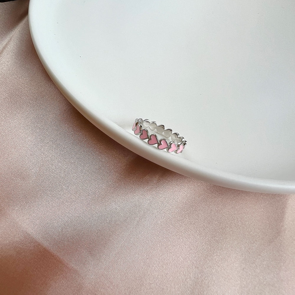 Silver Layered Heart Eternity Ring