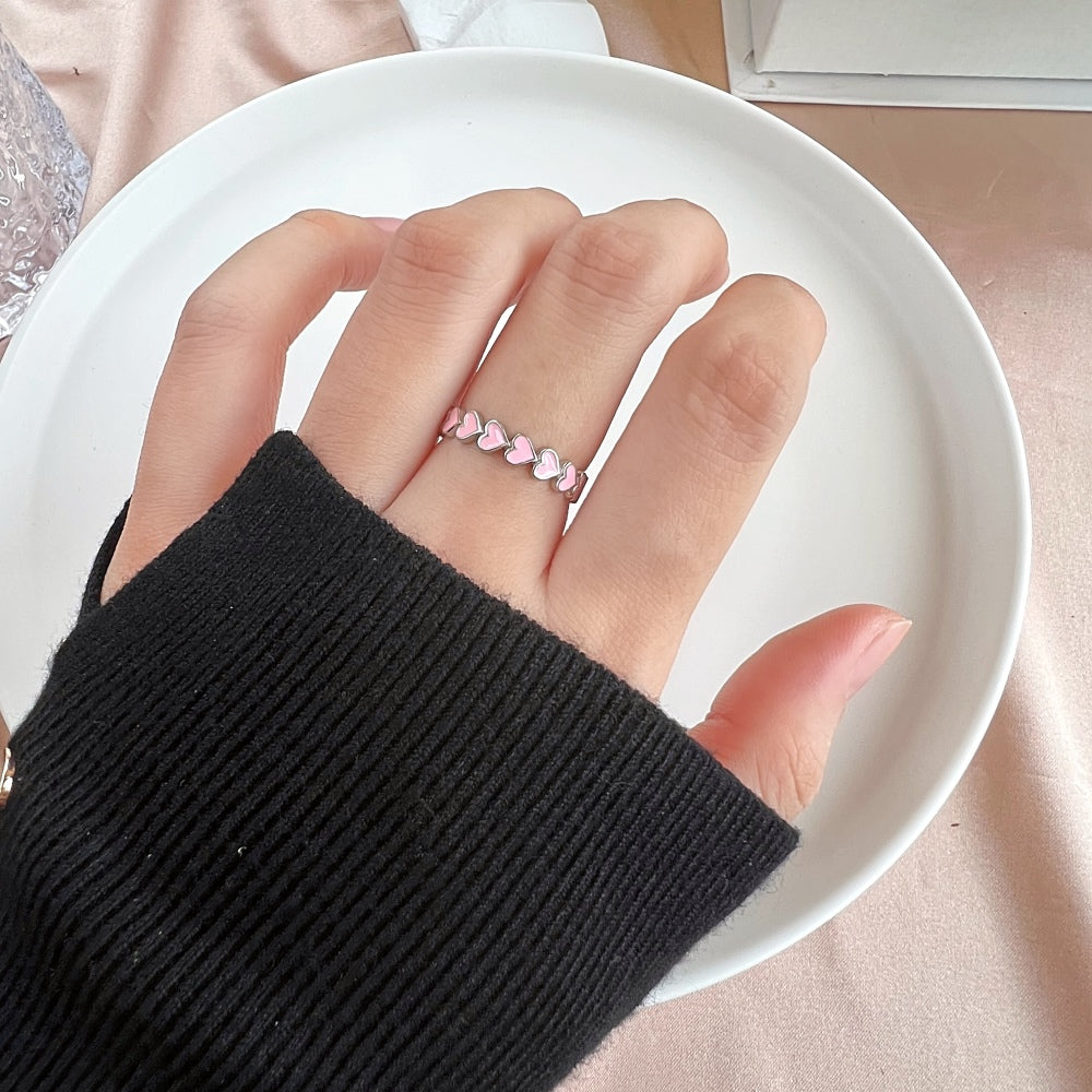 Silver Layered Heart Eternity Ring