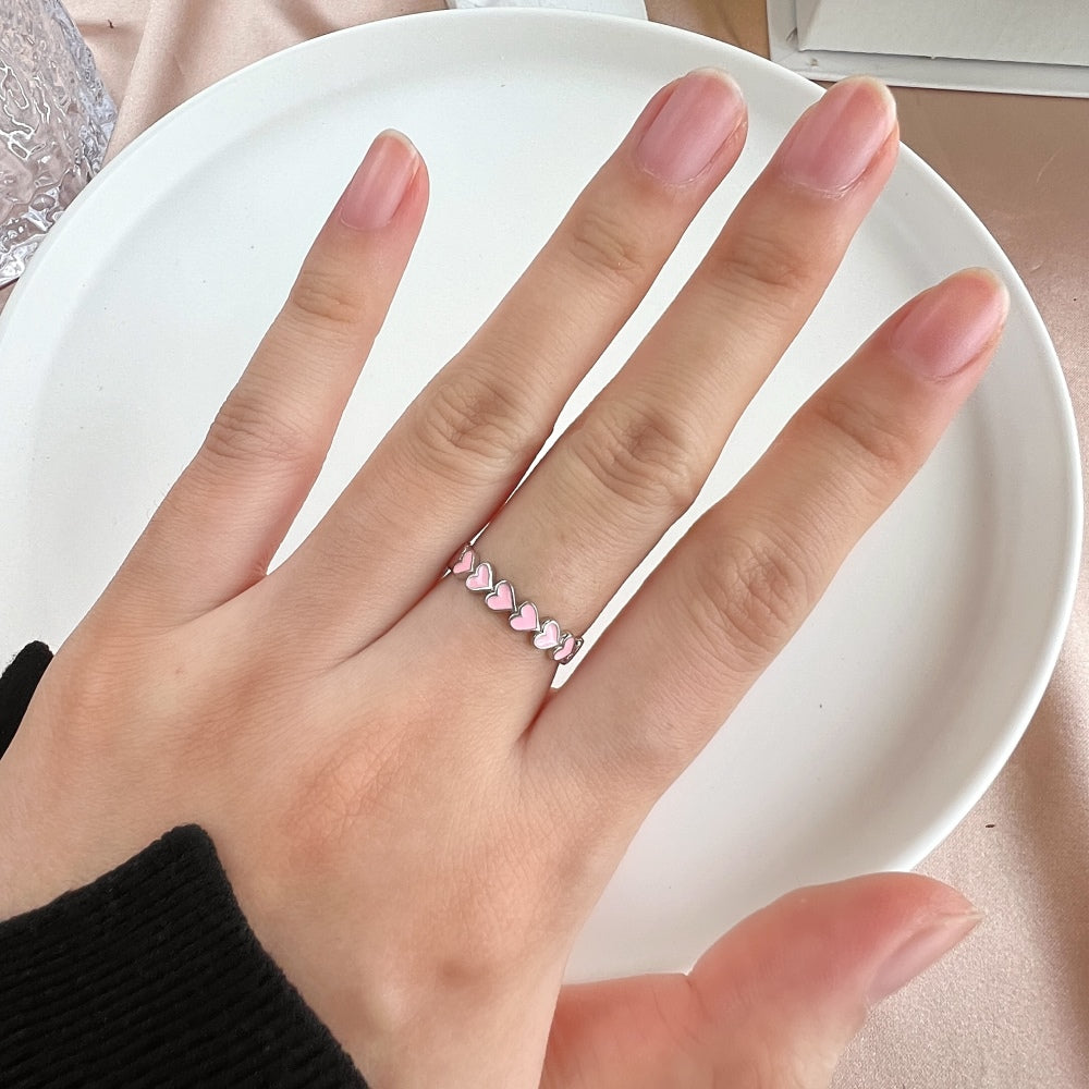 Silver Layered Heart Eternity Ring