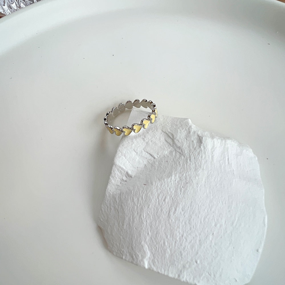 Silver Layered Heart Eternity Ring