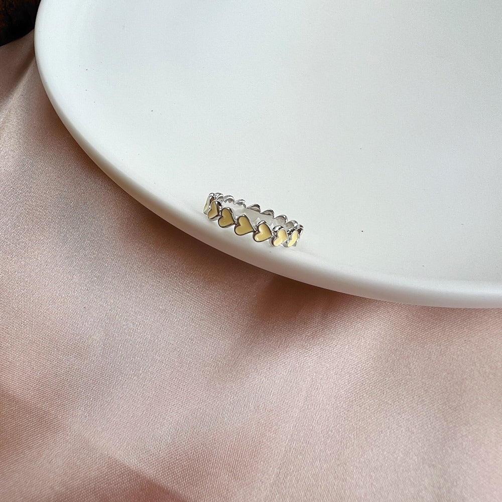 Silver Layered Heart Eternity Ring