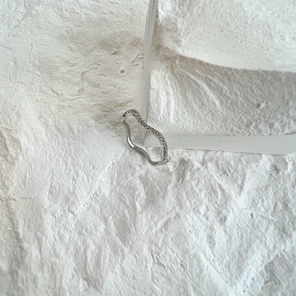 Silver Zircon Round Cut Inlaid Twisted Eternity Ring