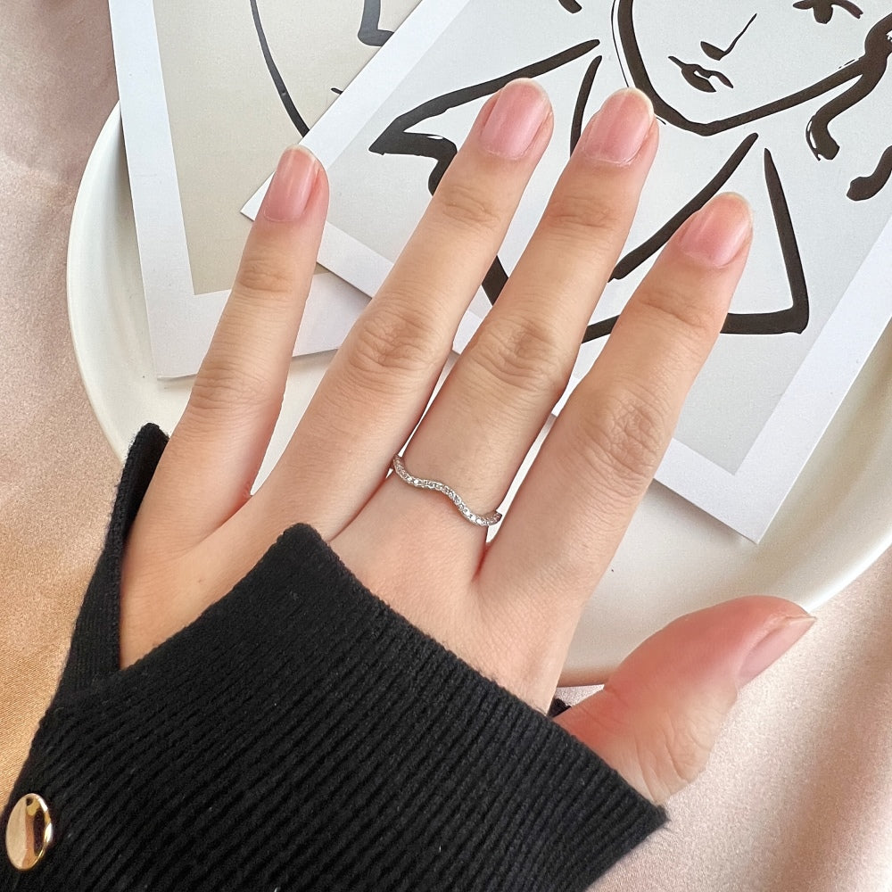 Silver Zircon Round Cut Inlaid Twisted Eternity Ring