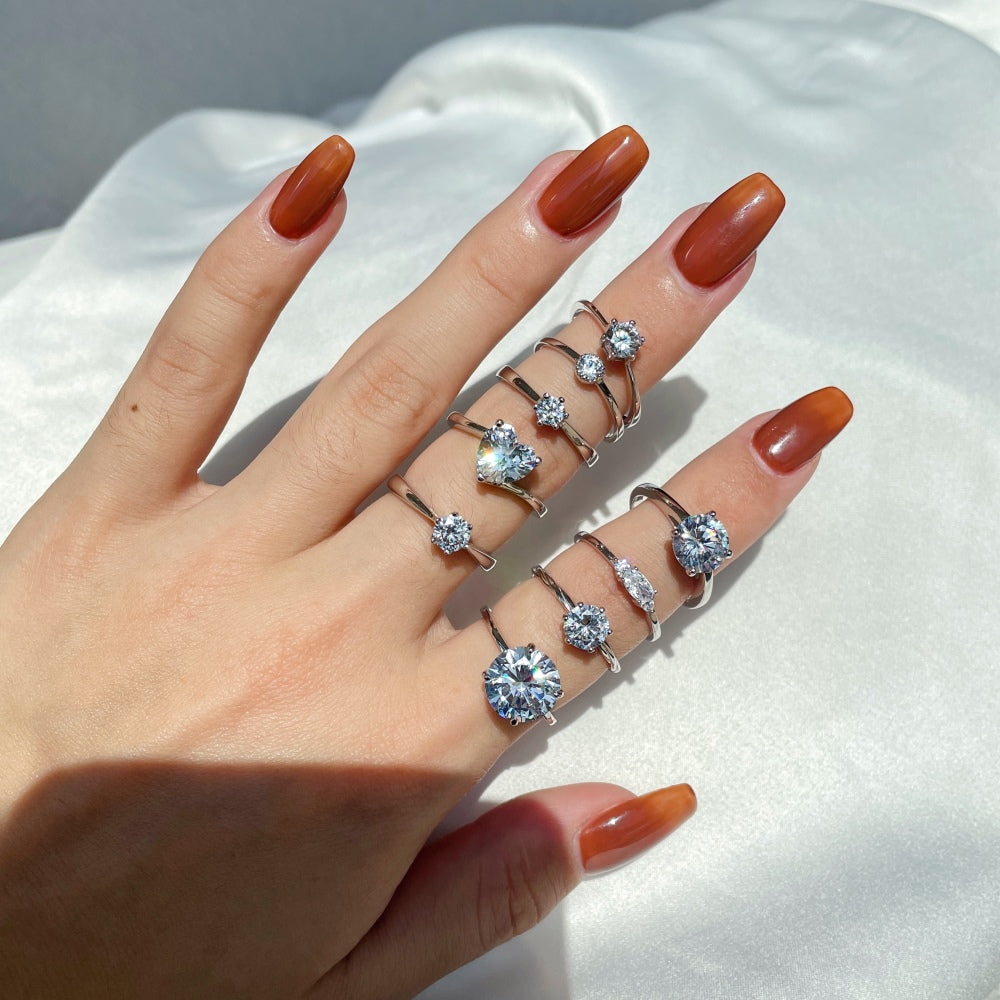 Silver Zircon Round Cut Vintage Solitaire Ring