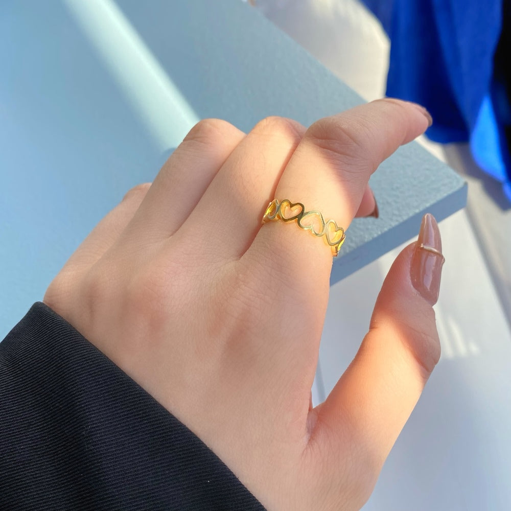 Silver Open Layered Heart Dainty Ring