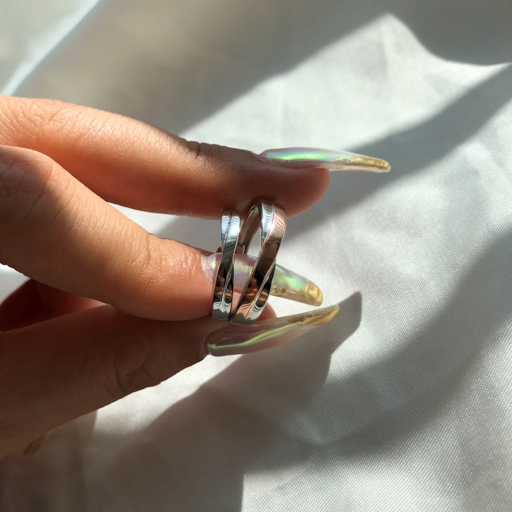 Silver Twisted Layer Dainty Ring