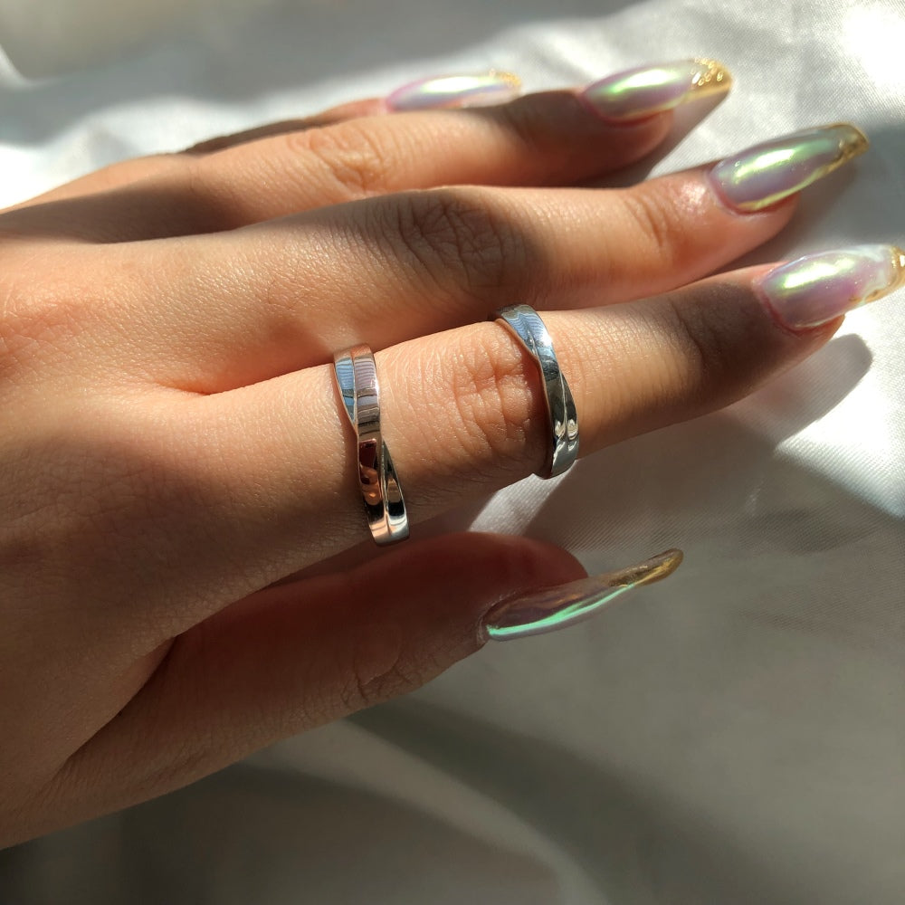 Silver Twisted Layer Dainty Ring