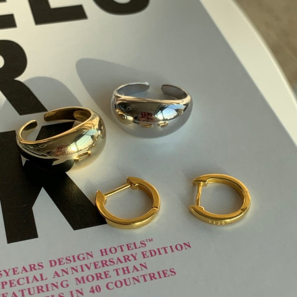 Silver Chunky Curved Dainty Ring