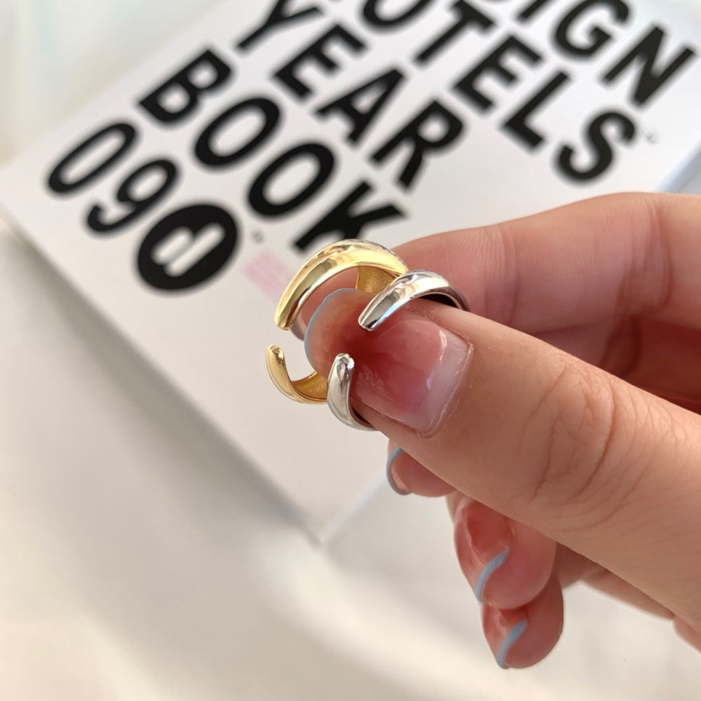 Silver Chunky Curved Dainty Ring