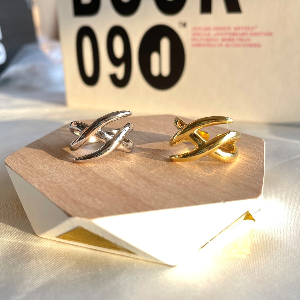 Silver Multi Layer Crossover Ring