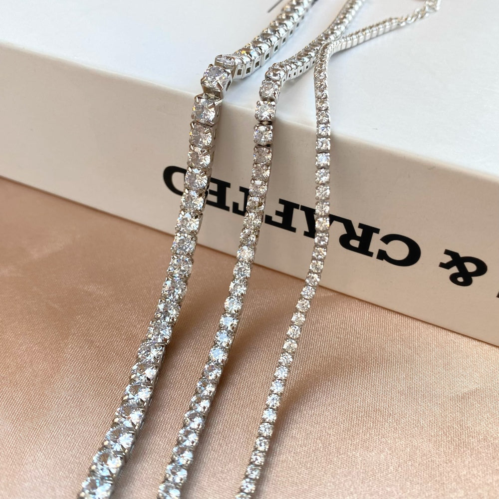 Silver Zircon Round Cut Classic Box Tennis Bracelet