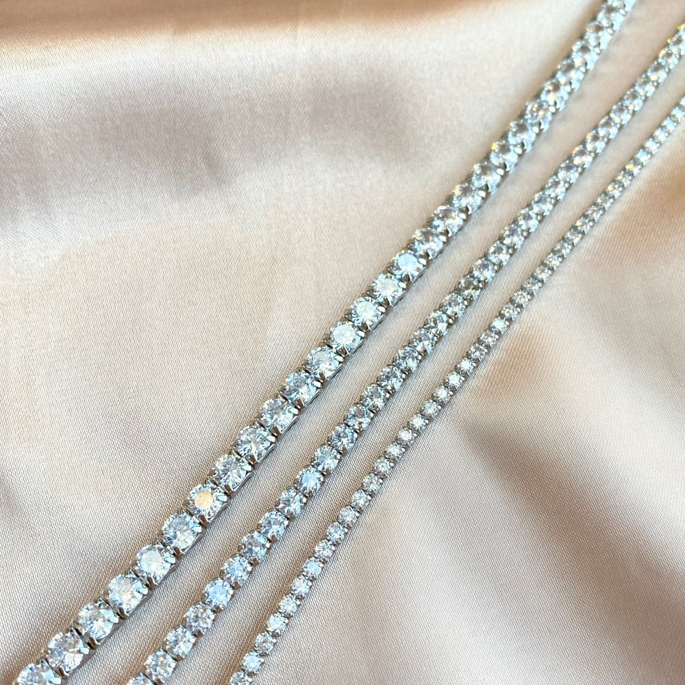 Silver Zircon Round Cut Classic Box Tennis Bracelet