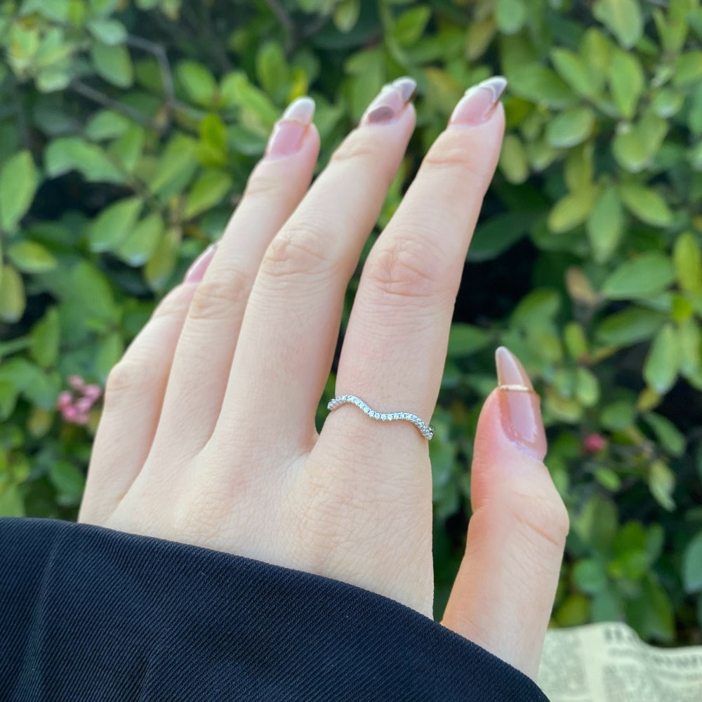 Silver Zircon Round Cut Inlaid Twisted Eternity Ring