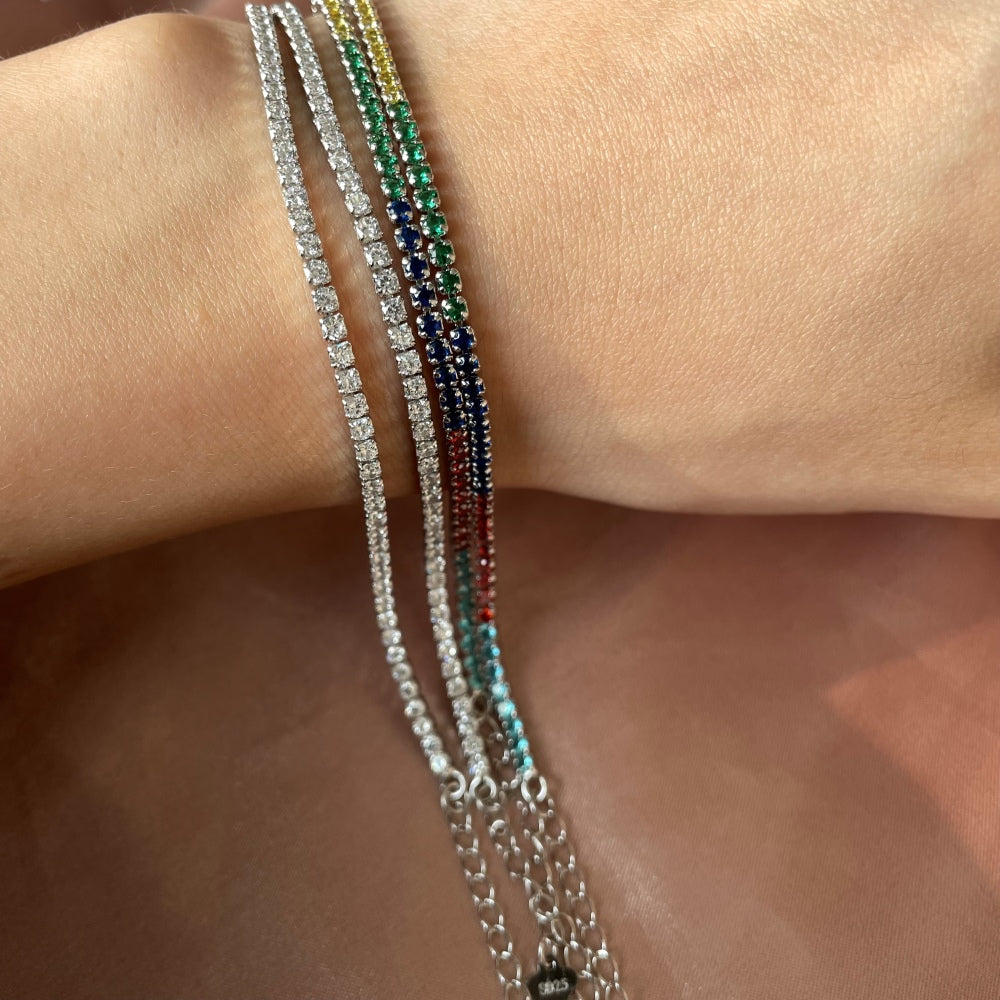 Silver Zircon Round Cut Classic Box Tennis Bracelet