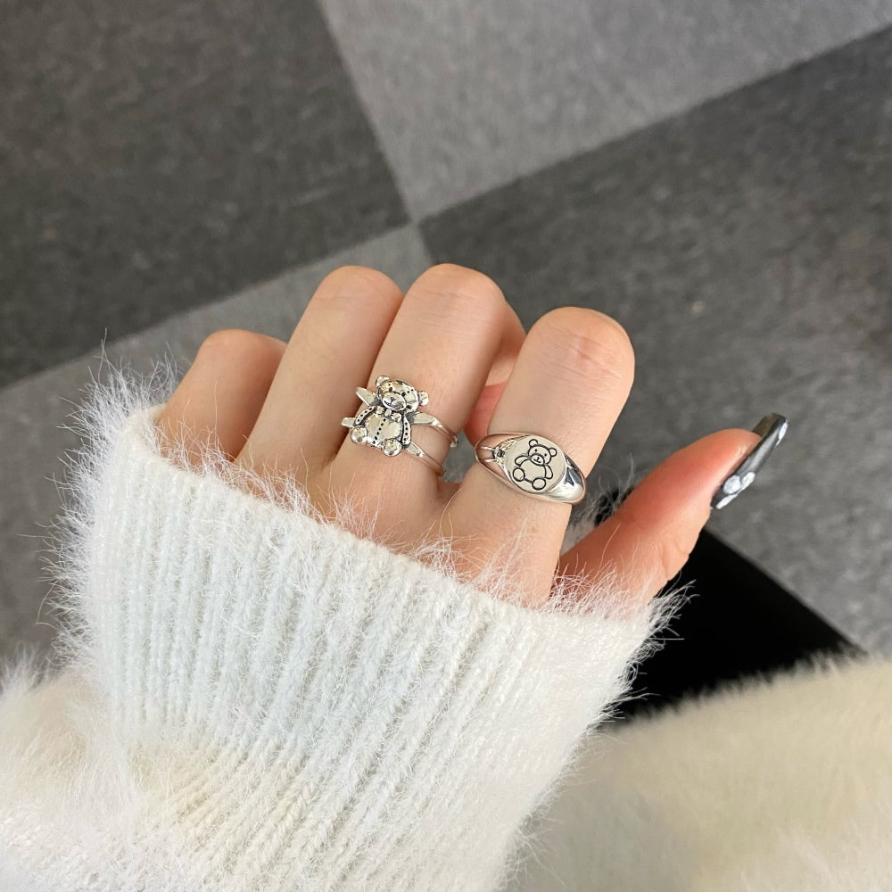 Silver Bear Dainty Ring