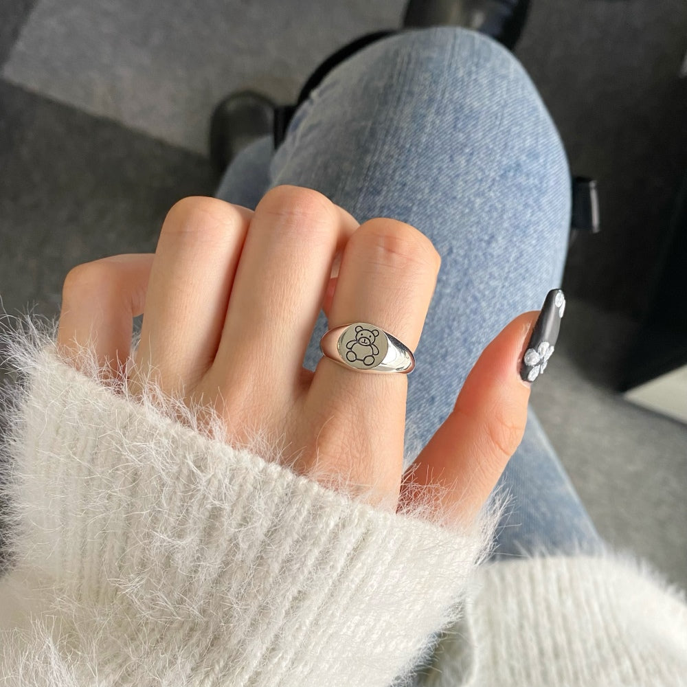 Silver Bear Dainty Ring