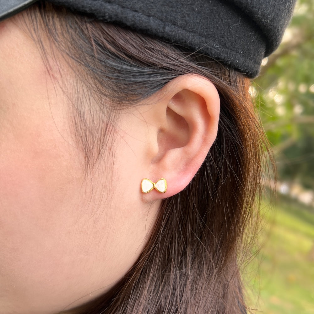 Silver Bow Tie Ear Studs