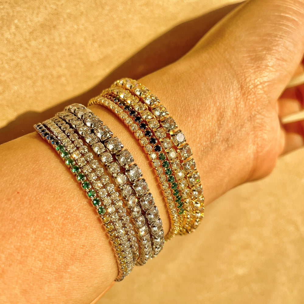 Silver Zircon Round Cut Classic Box Tennis Bracelet