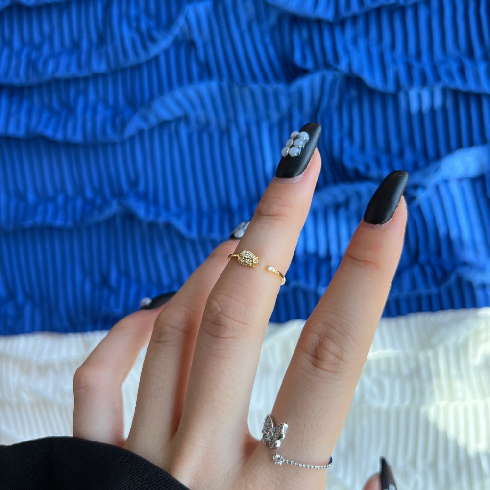 Silver Zircon Round Cut Open Rose Bypass Ring