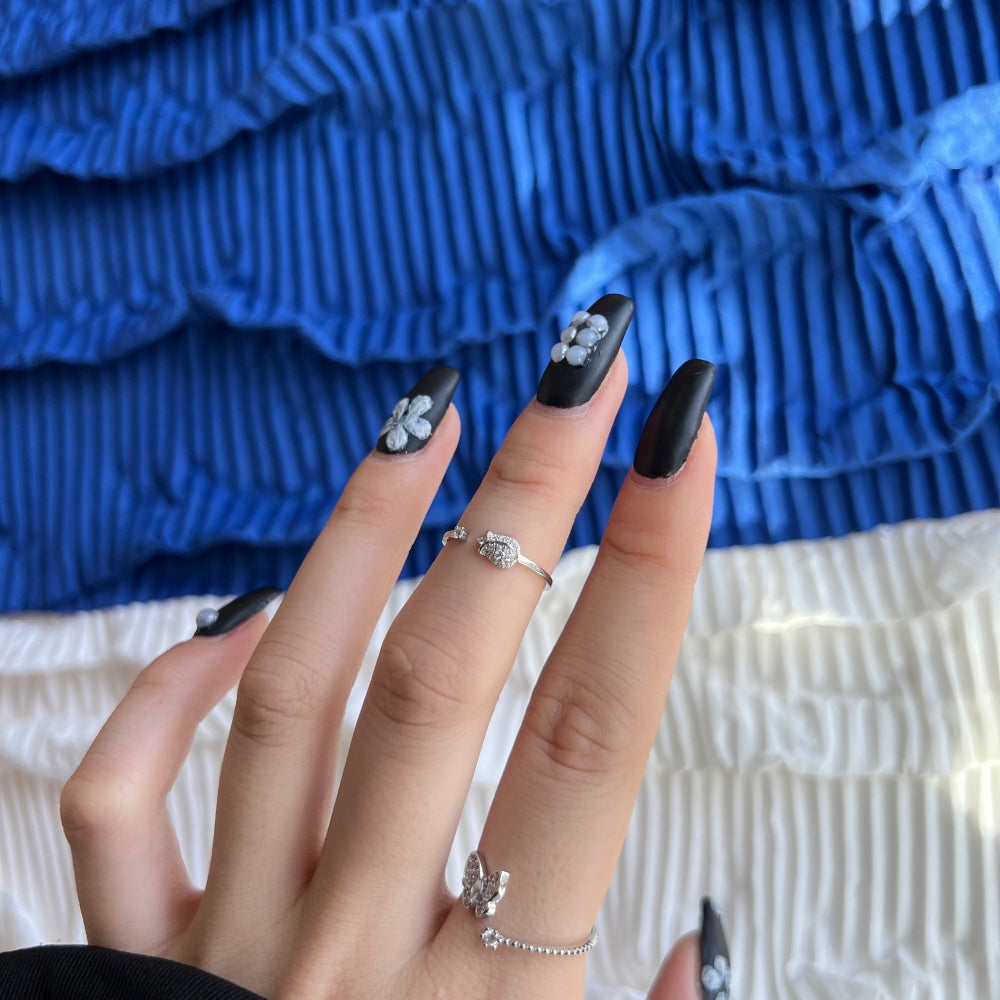 Silver Zircon Round Cut Open Rose Bypass Ring