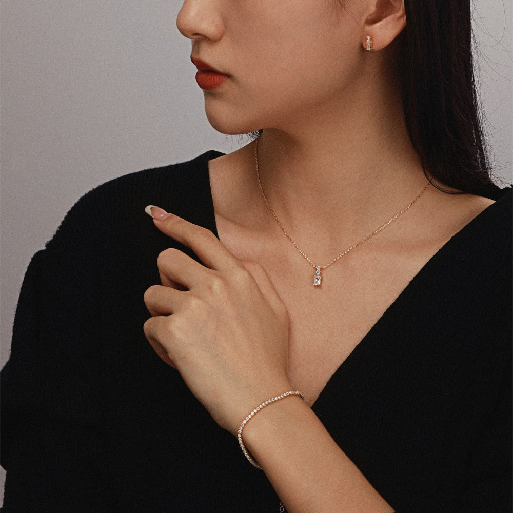 Silver Zircon Round Cut Classic Box Tennis Bracelet