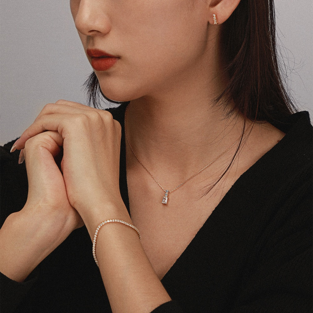 Silver Zircon Round Cut Classic Box Tennis Bracelet