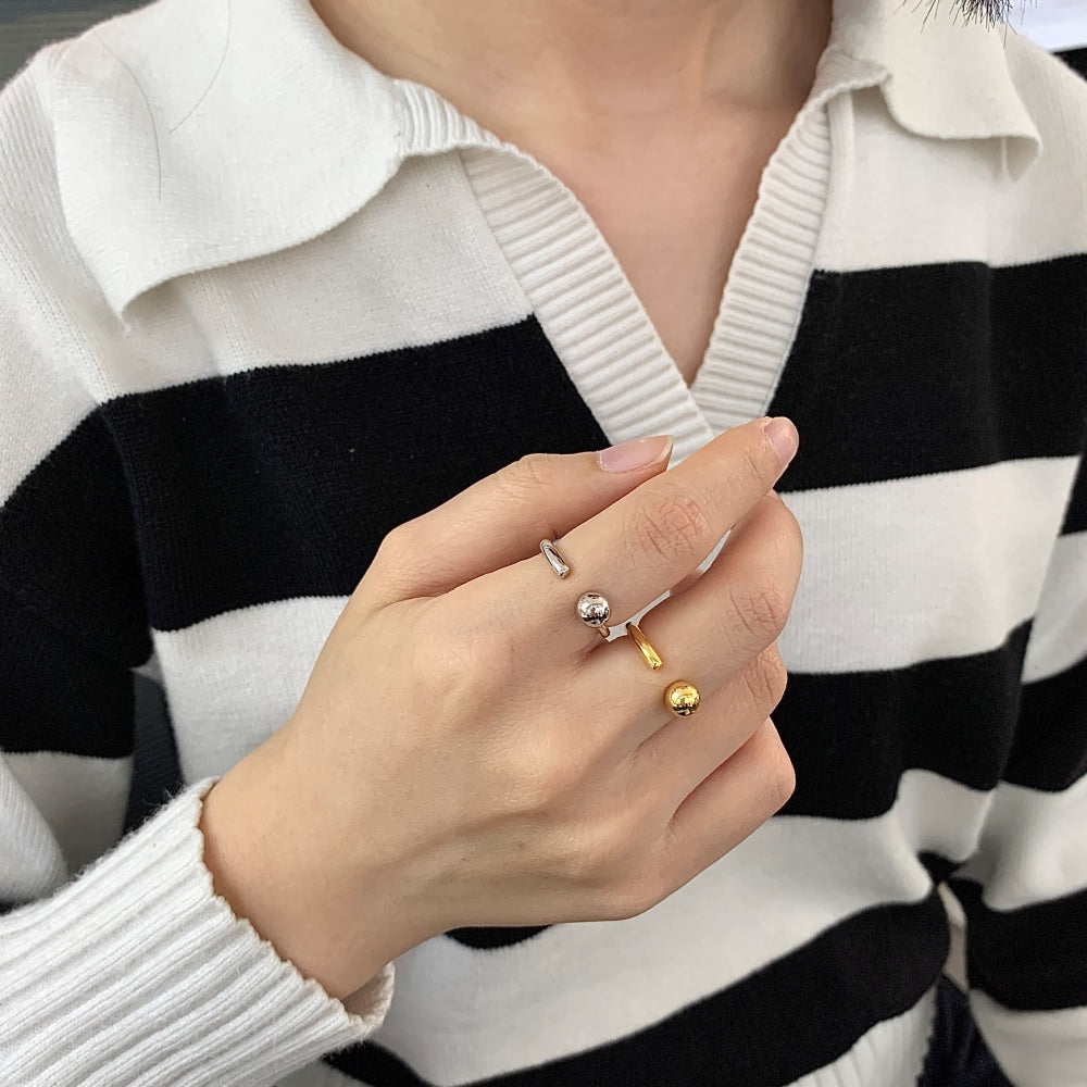 Silver Open Dot Bypass Ring