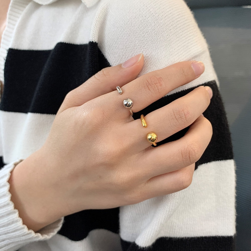 Silver Open Dot Bypass Ring