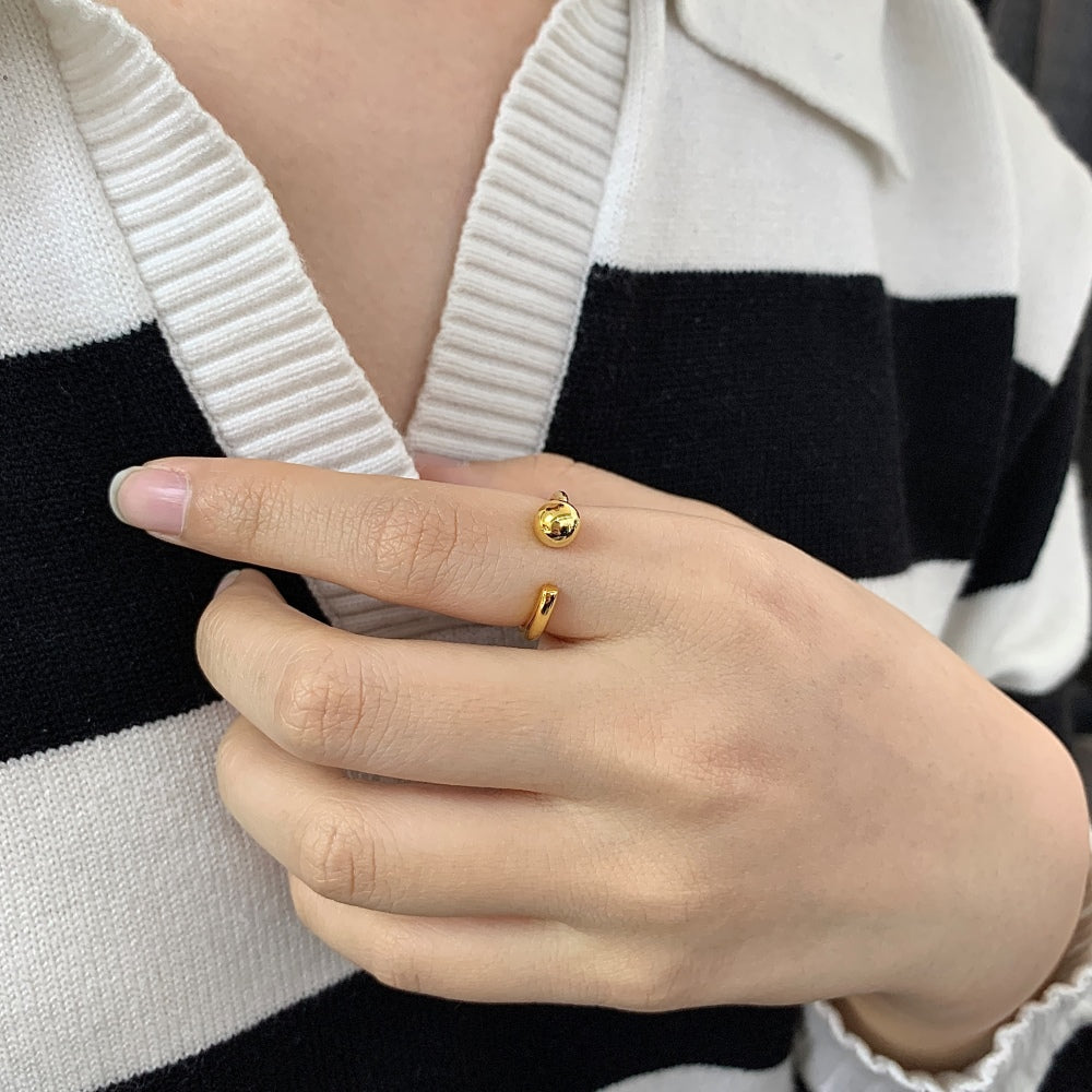 Silver Open Dot Bypass Ring