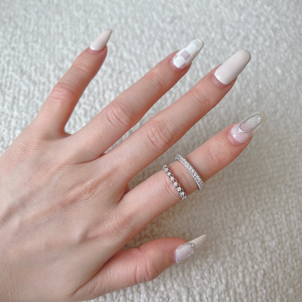 Silver Zircon Round Cut Dainty Eternity Ring