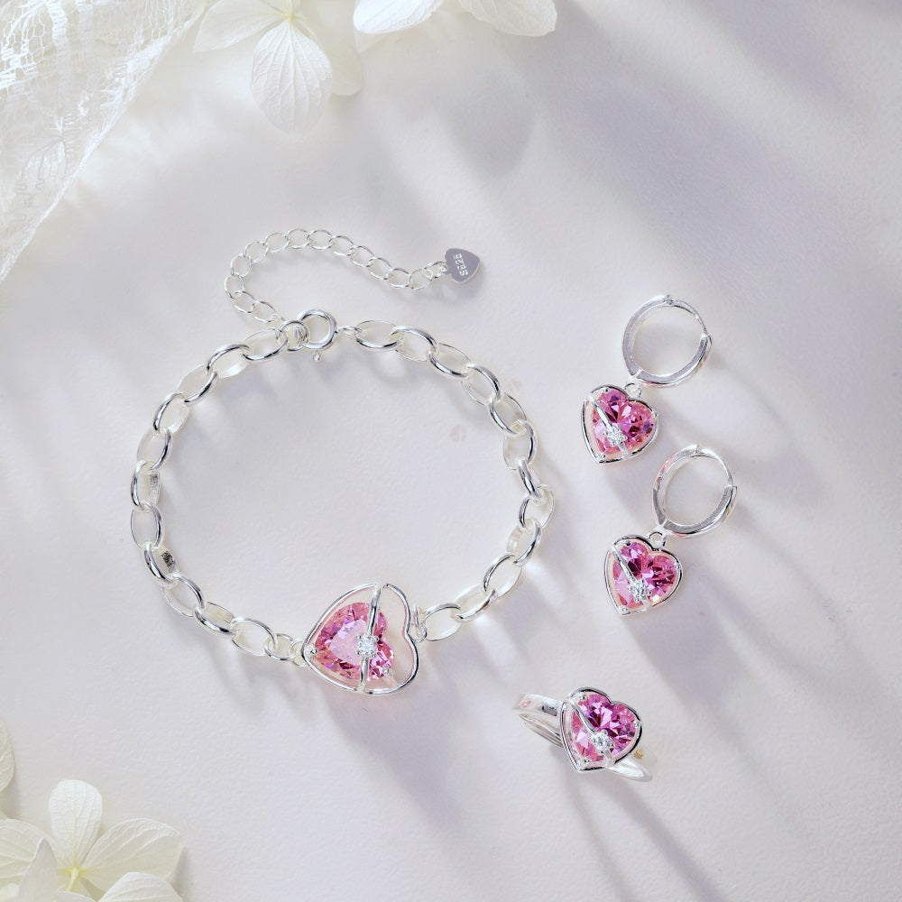 Silver Zircon Heart Cut Wrapped Dainty Ring