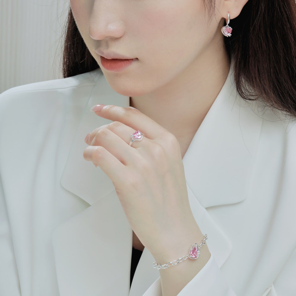 Silver Zircon Heart Cut Wrapped Dainty Ring