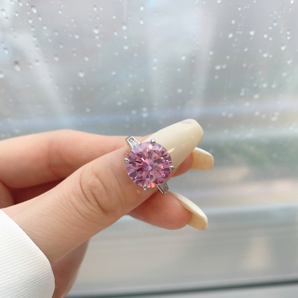 Silver Zircon Round Cut Trilogy Three Stone Ring