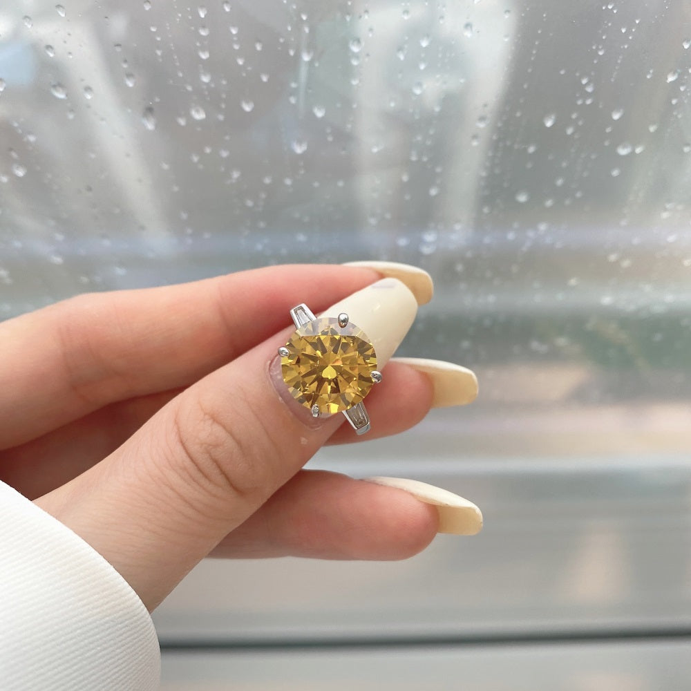 Silver Zircon Round Cut Trilogy Three Stone Ring