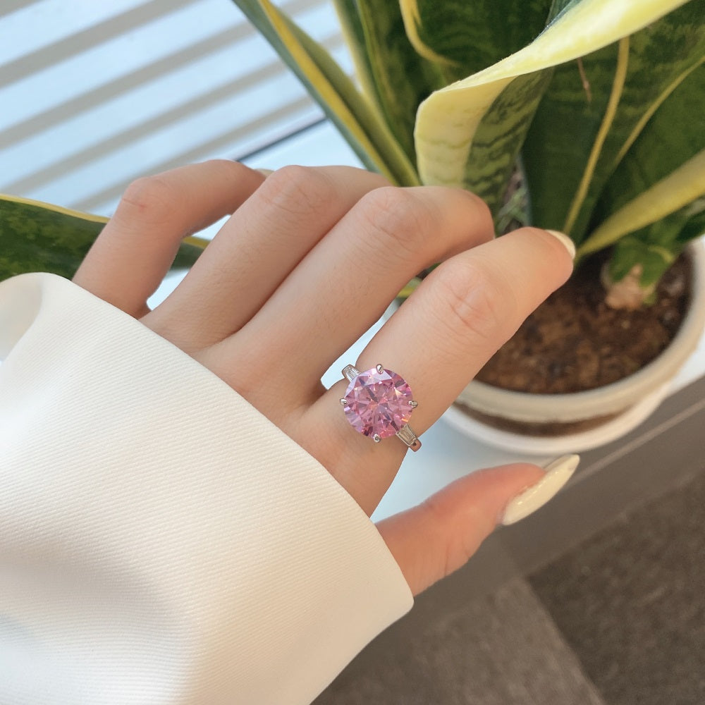 Silver Zircon Round Cut Trilogy Three Stone Ring