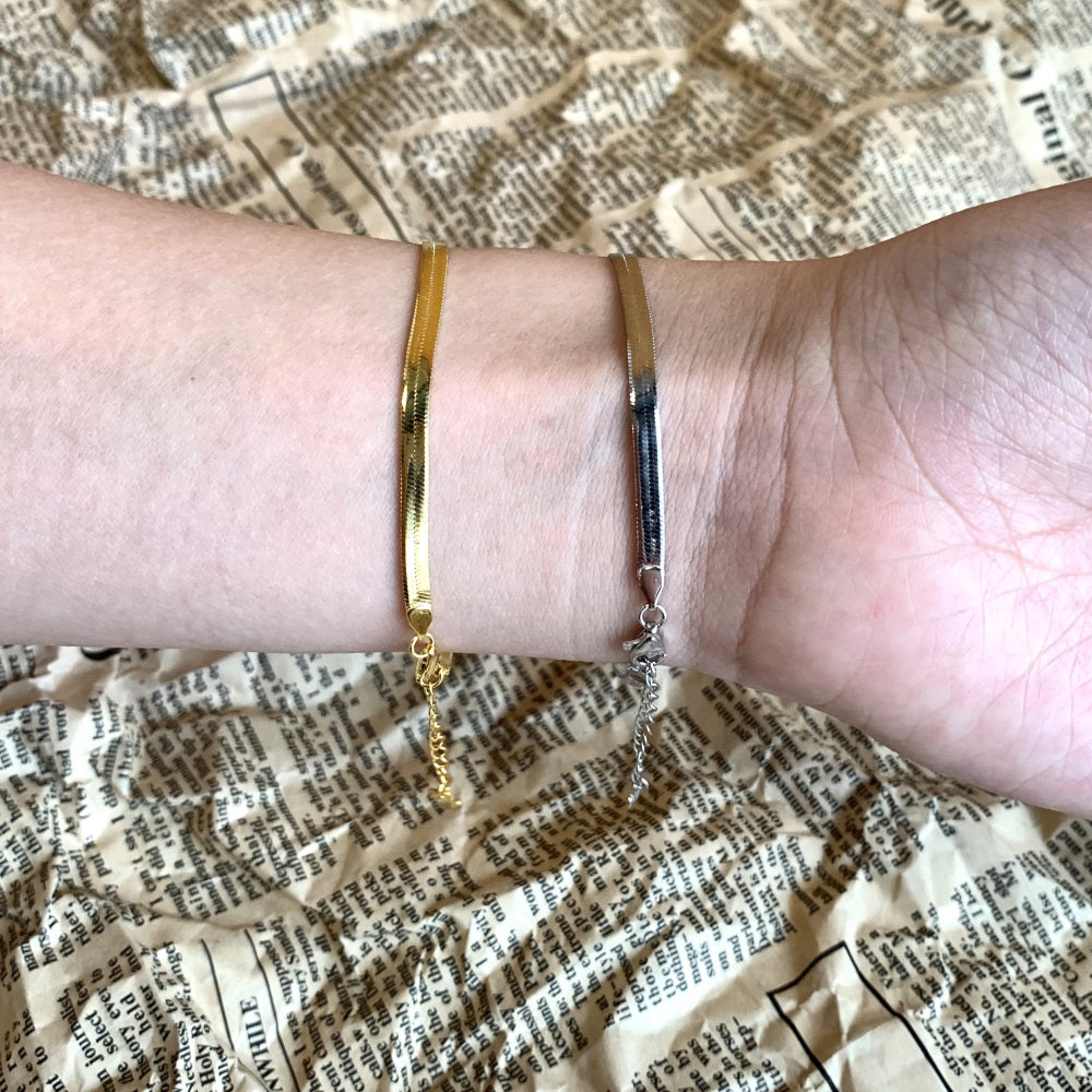 Silver Herringbone Chain Bracelet