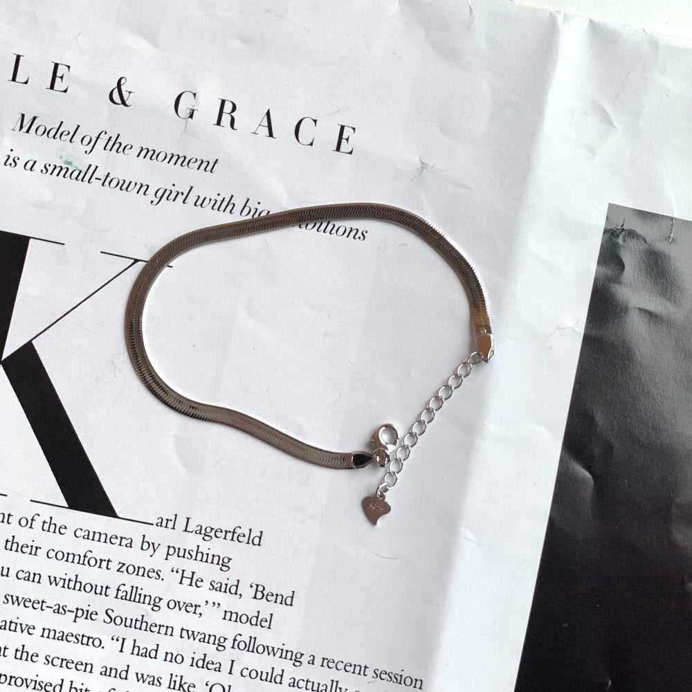 Silver Herringbone Chain Bracelet