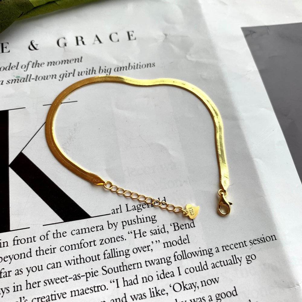 Silver Herringbone Chain Bracelet