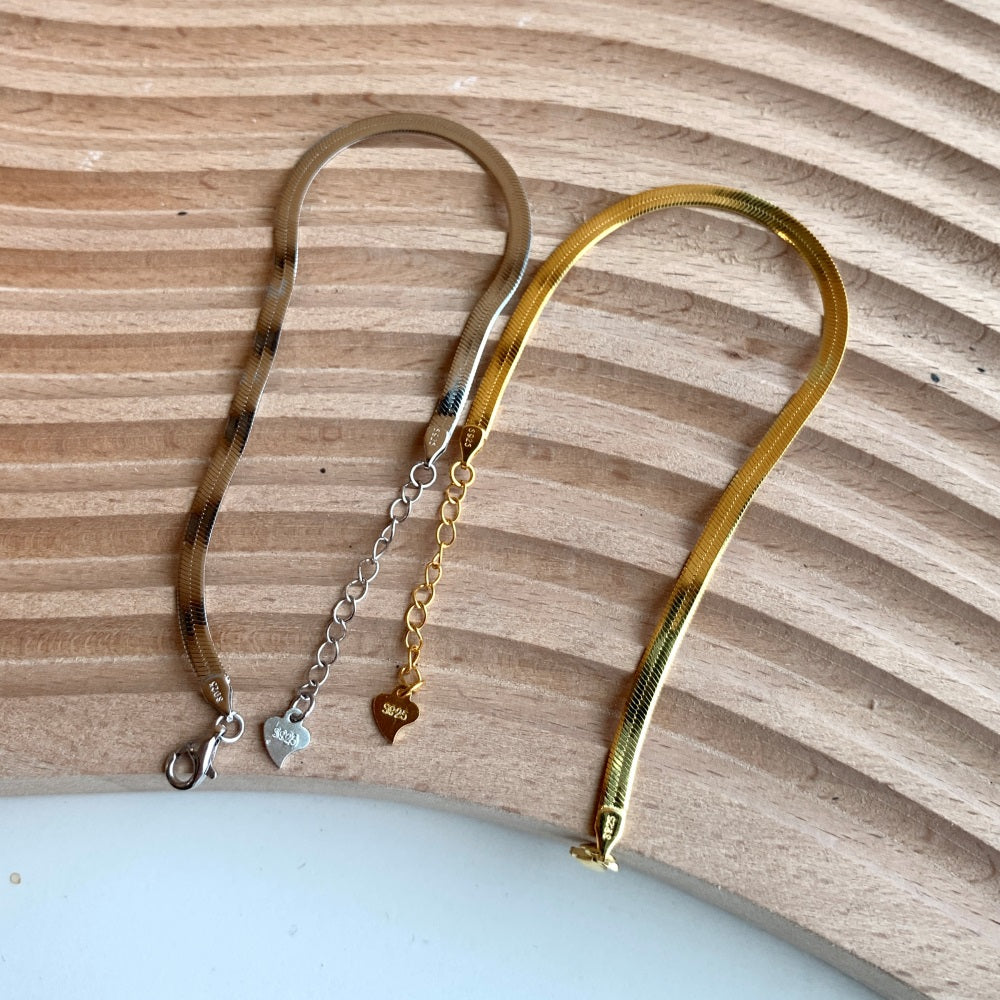 Silver Herringbone Chain Bracelet