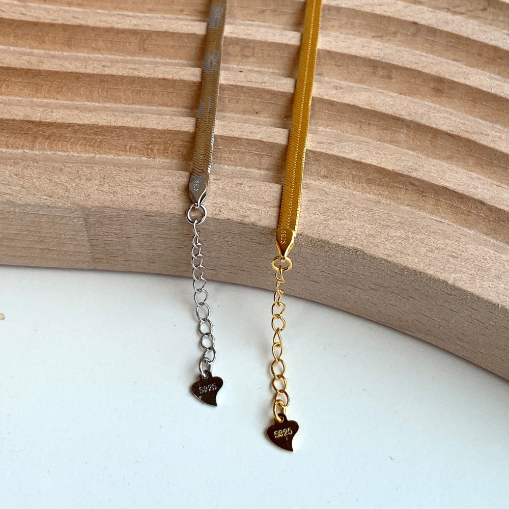 Silver Herringbone Chain Bracelet