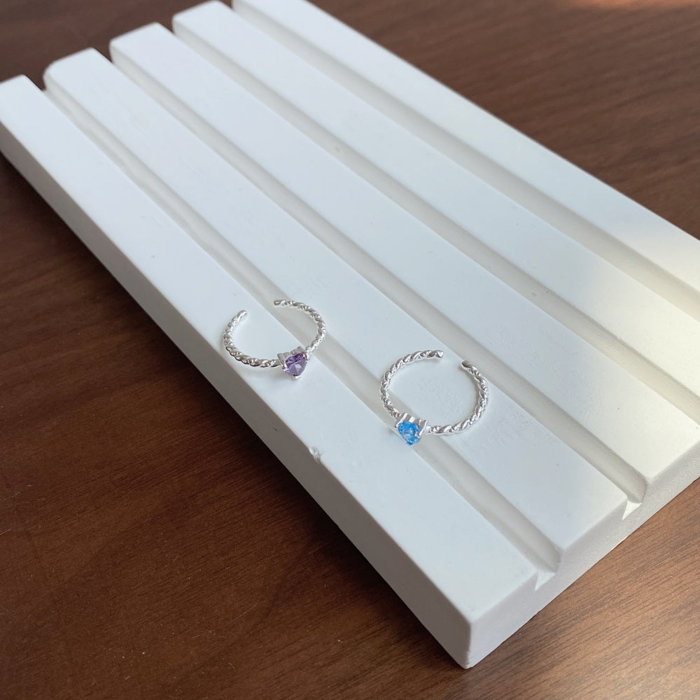 Silver Zircon Heart Cut Twisted Dainty Ring