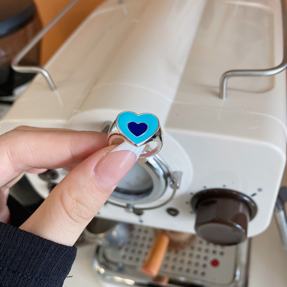 Silver Chunky Heart Dainty Ring